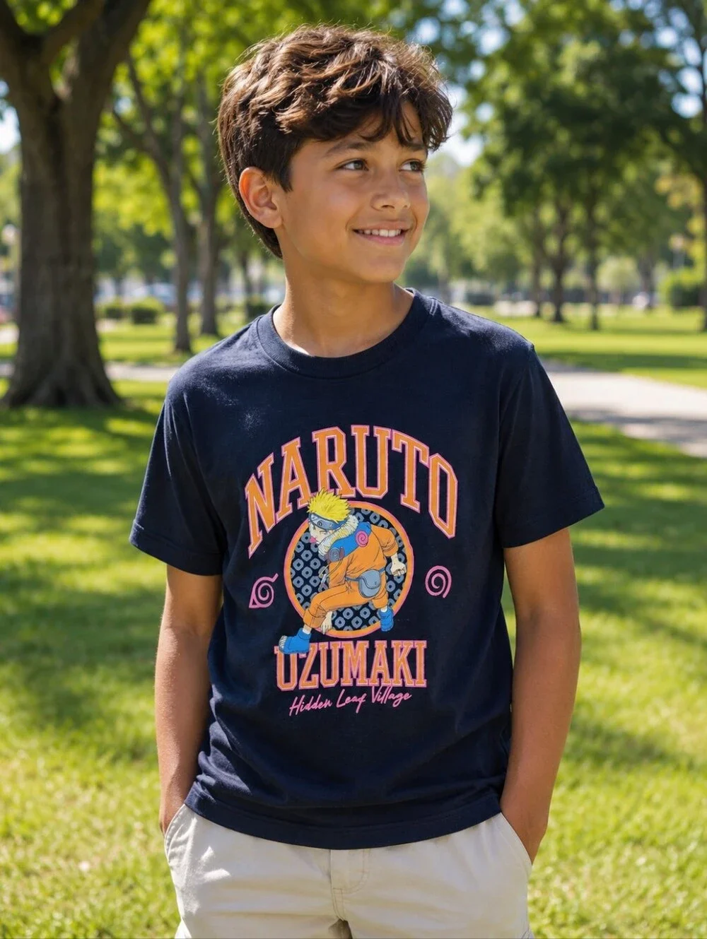 Naruto Uzumaki short sleeve crewneck graphic tee shirt boys kids youth XL 14 16